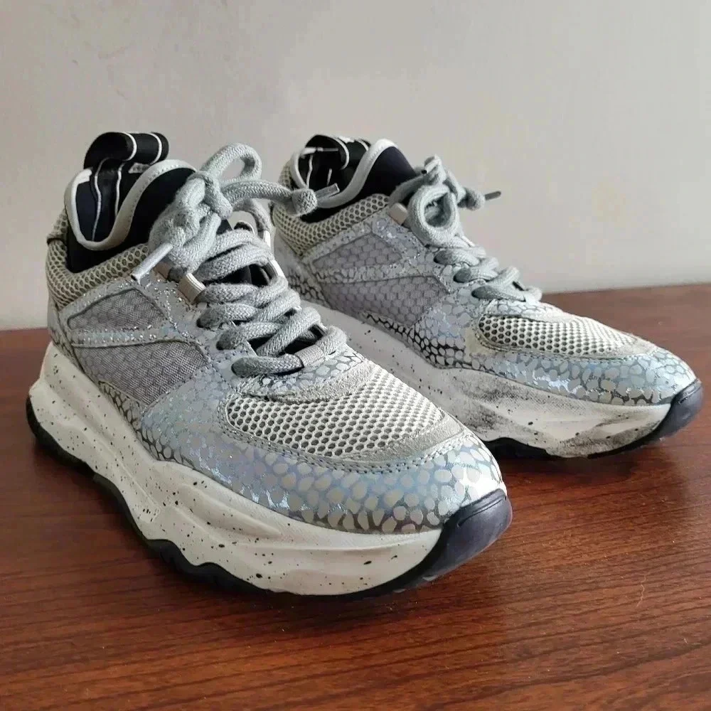 P448 Glitter Metallic Casual Weekend Leather Alex Sneakers(38)7.5/8